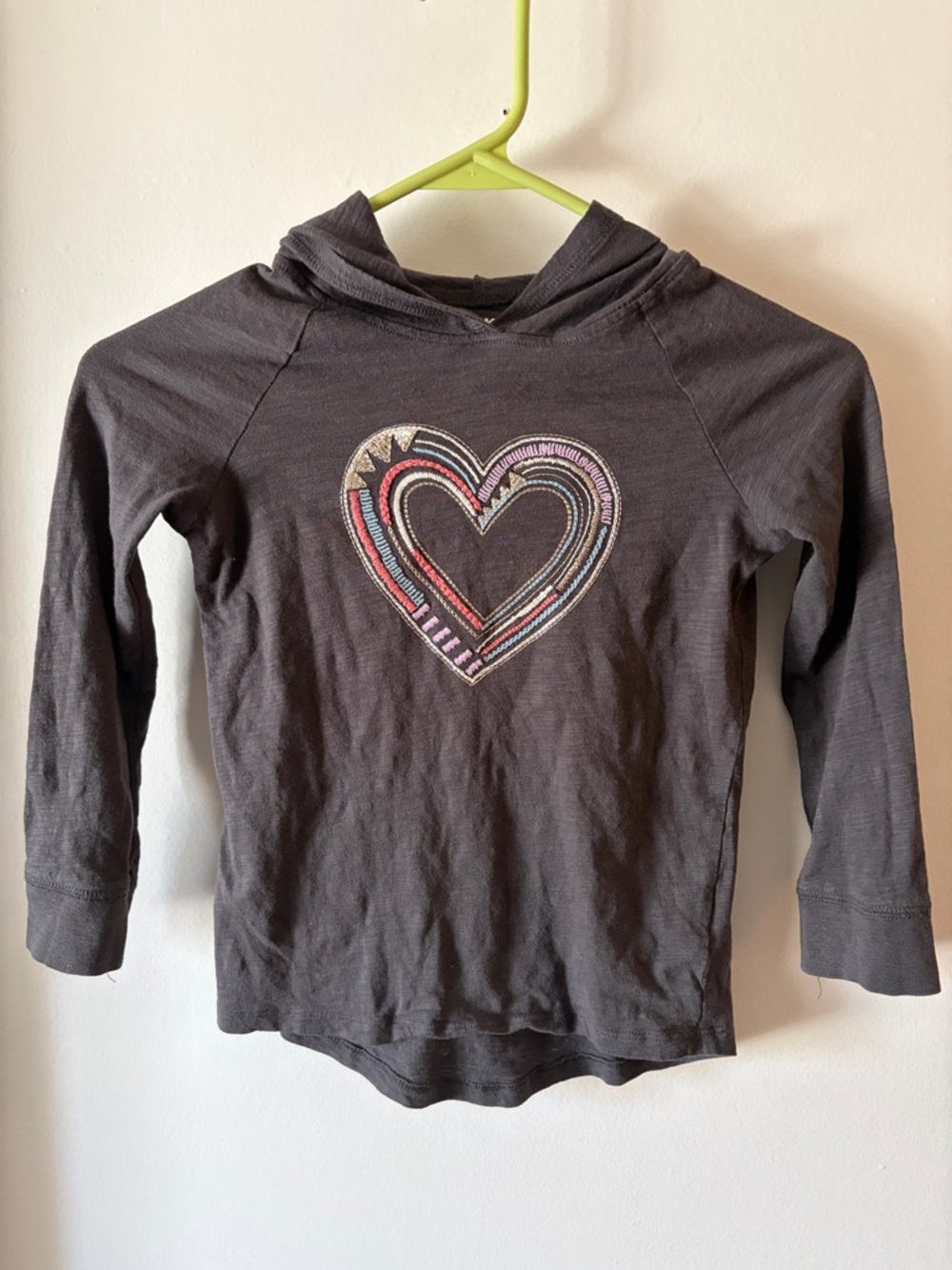 OshKosh B'gosh Charcoal Hooded Top with Colorful Heart